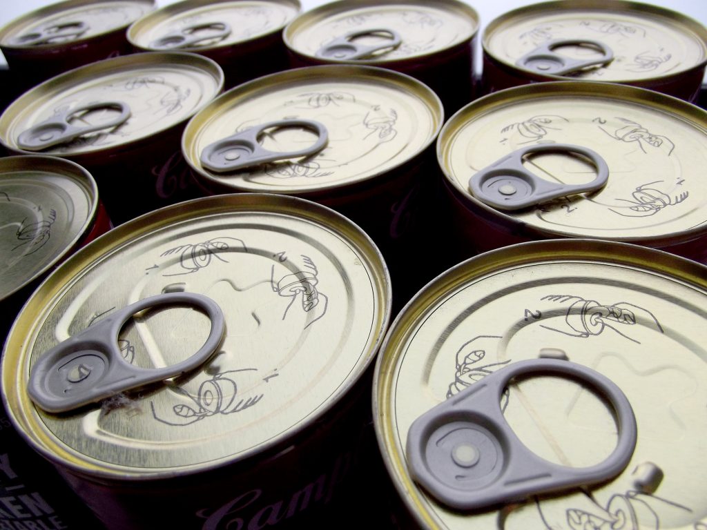 Ring pulls and instructions on the tops of cans of soup