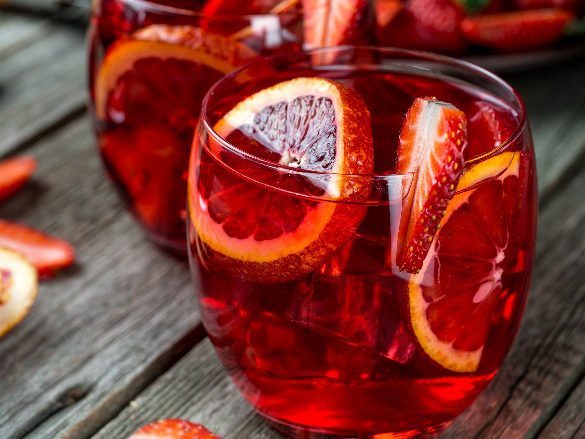 Blood orange strawberry rum punch