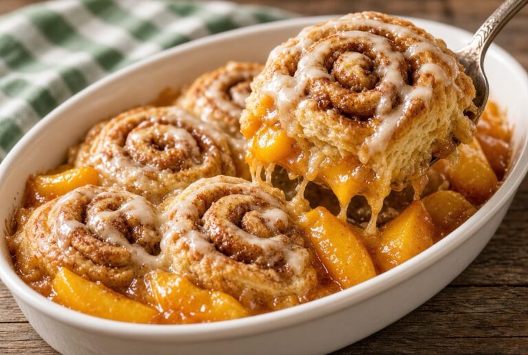 Cinnamon Roll Peach Cobbler